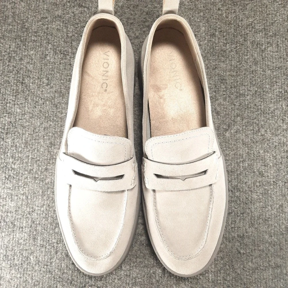 Vionic Uptown Women's 11 Leather Loafers – Orthotic Arch Support VIO MOTION Gray - Picture 11 of 16
